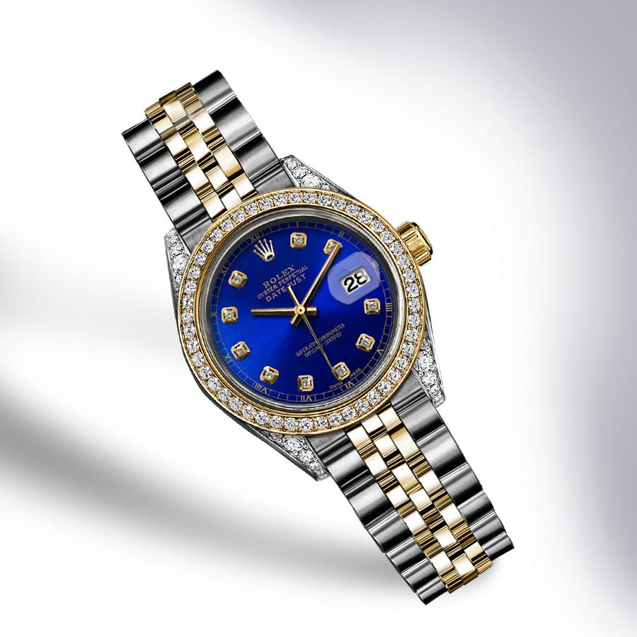 Rolex - 26mm Datejust Royal Blue Dial Track with Diamond Bezel & Diamond Lugs Two-tone 18K Yellow Gold & Stainless Steel Jubilee