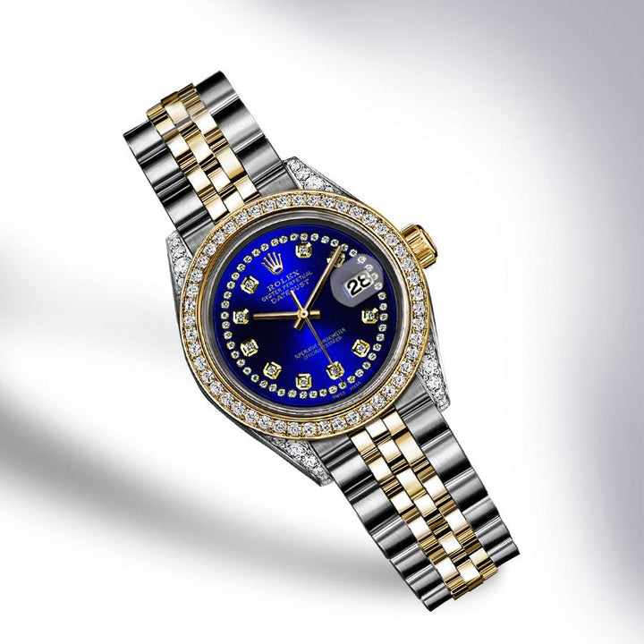 Rolex - Stainless Steel and Yellow Gold Datejust - Diamond Bezel - Royal Blue Diamond Dial with Diamond String - Jubilee Bracelet - Diamond Lugs