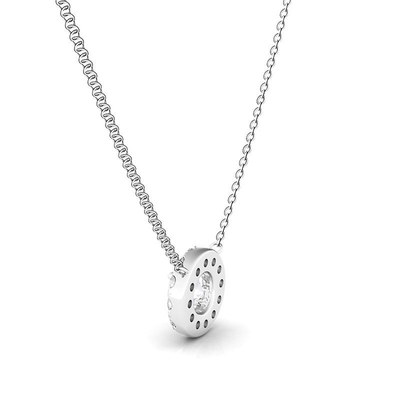 14K White Gold 0.20ctw Diamond Round Brilliant Halo Necklace