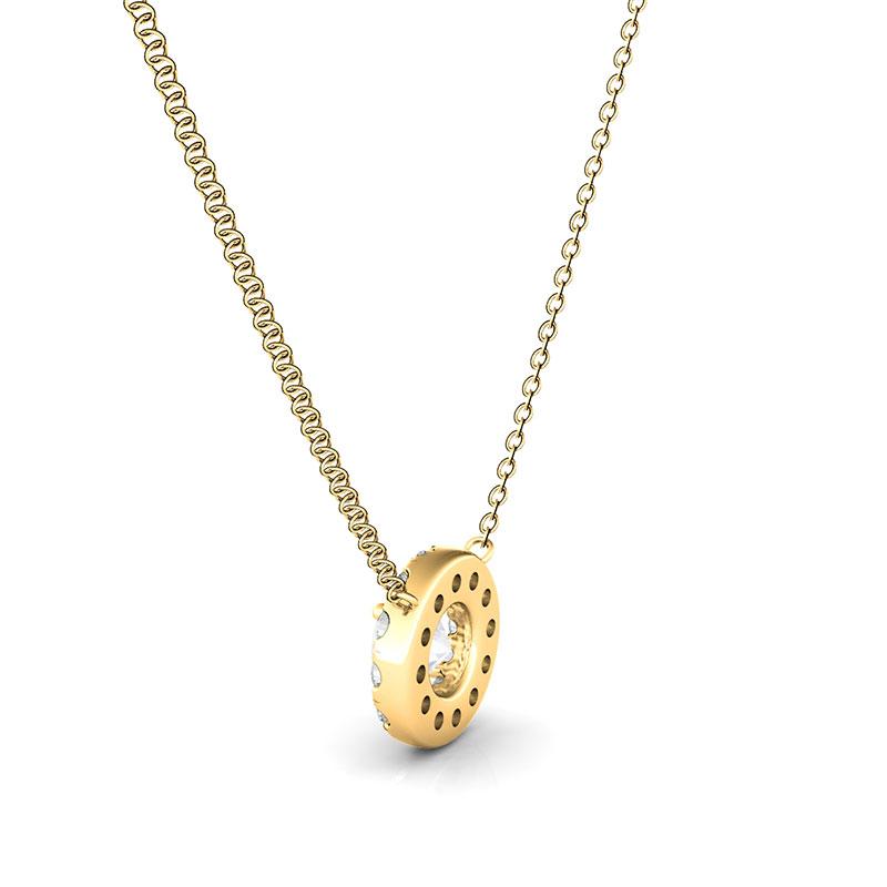 14K Yellow Gold 0.20ctw Diamond Round Brilliant Halo Necklace