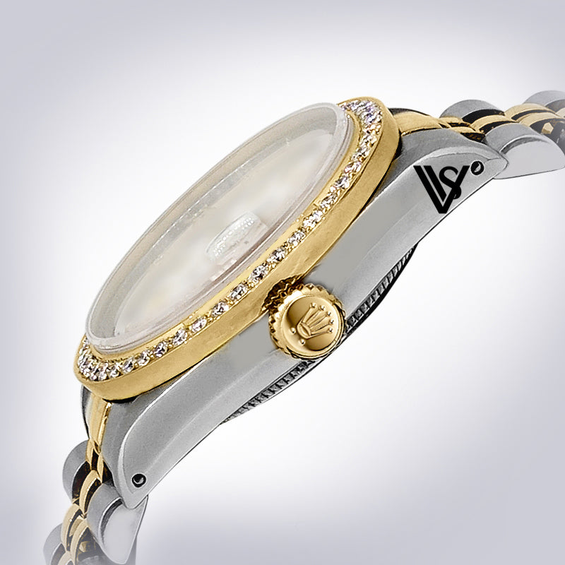 Rolex - 26mm Datejust Burgundy Brick Diamond Dial with Diamond Bezel Two-tone 18K Yellow Gold & Stainless Steel Jubilee