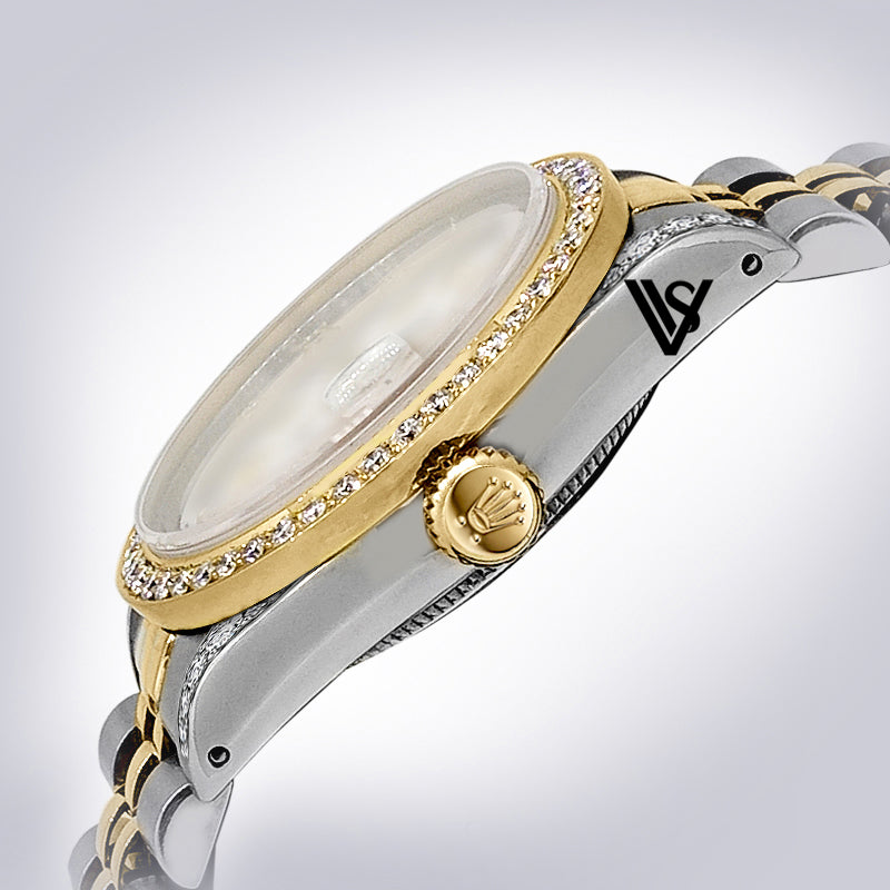 Rolex - 26mm Datejust Sleek Black Dial with Diamond Bezel & Diamond Lugs Two-tone 18K Yellow Gold & Stainless Steel Jubilee