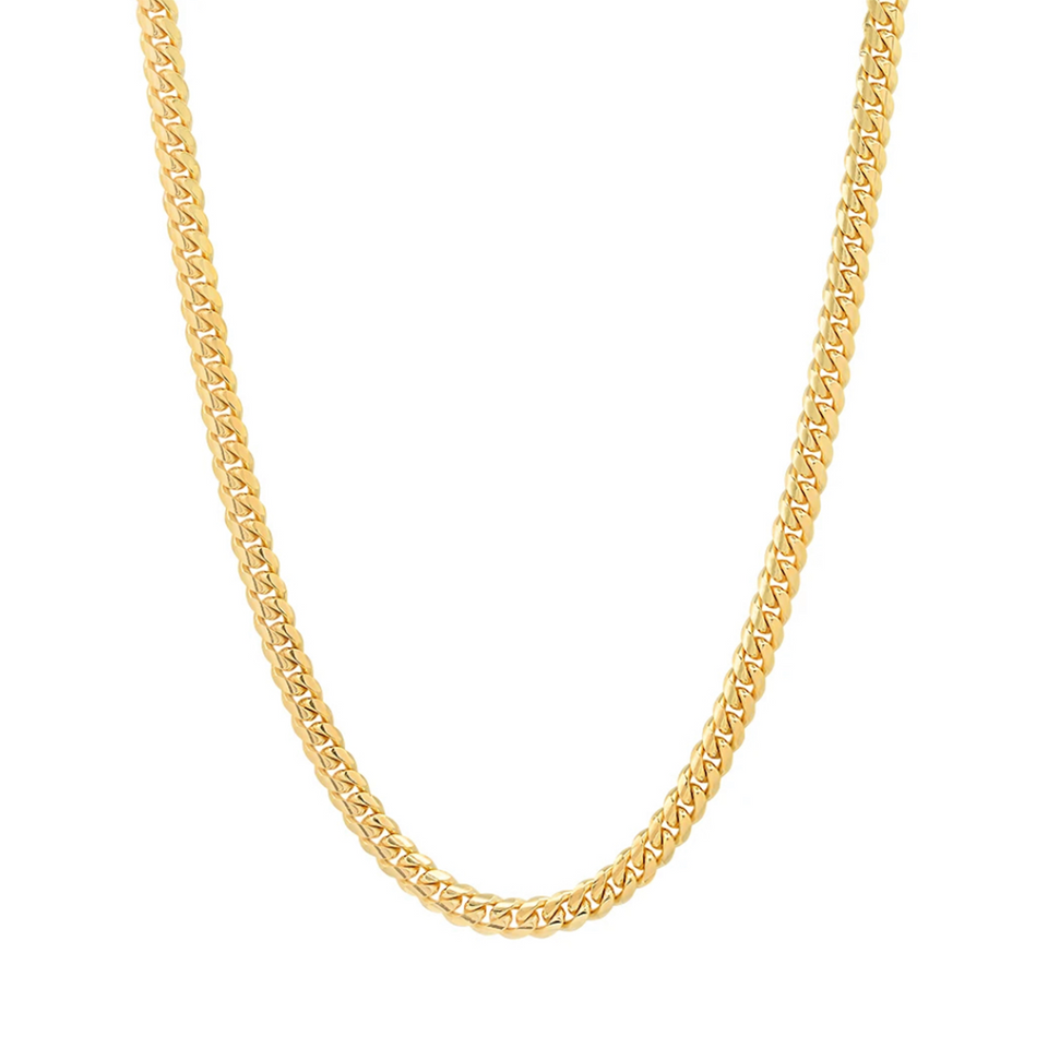 14K Yellow Gold Solid Miami Cuban Link Chain (4mm)