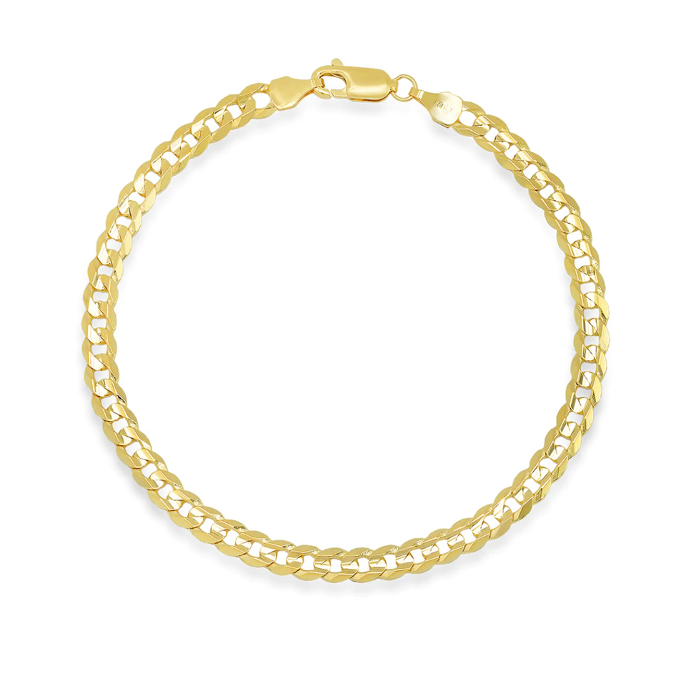 14k Yellow Gold Flat Curb Link Bracelet (4.5mm)