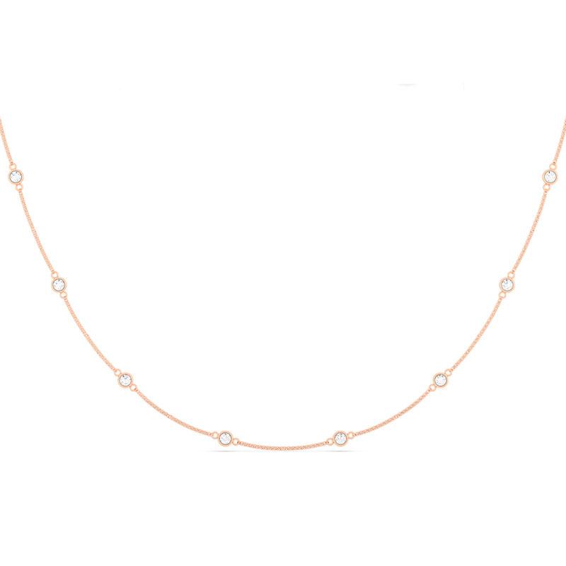 14K Rose Gold Distance 0.80ctw Diamond Chain Necklace