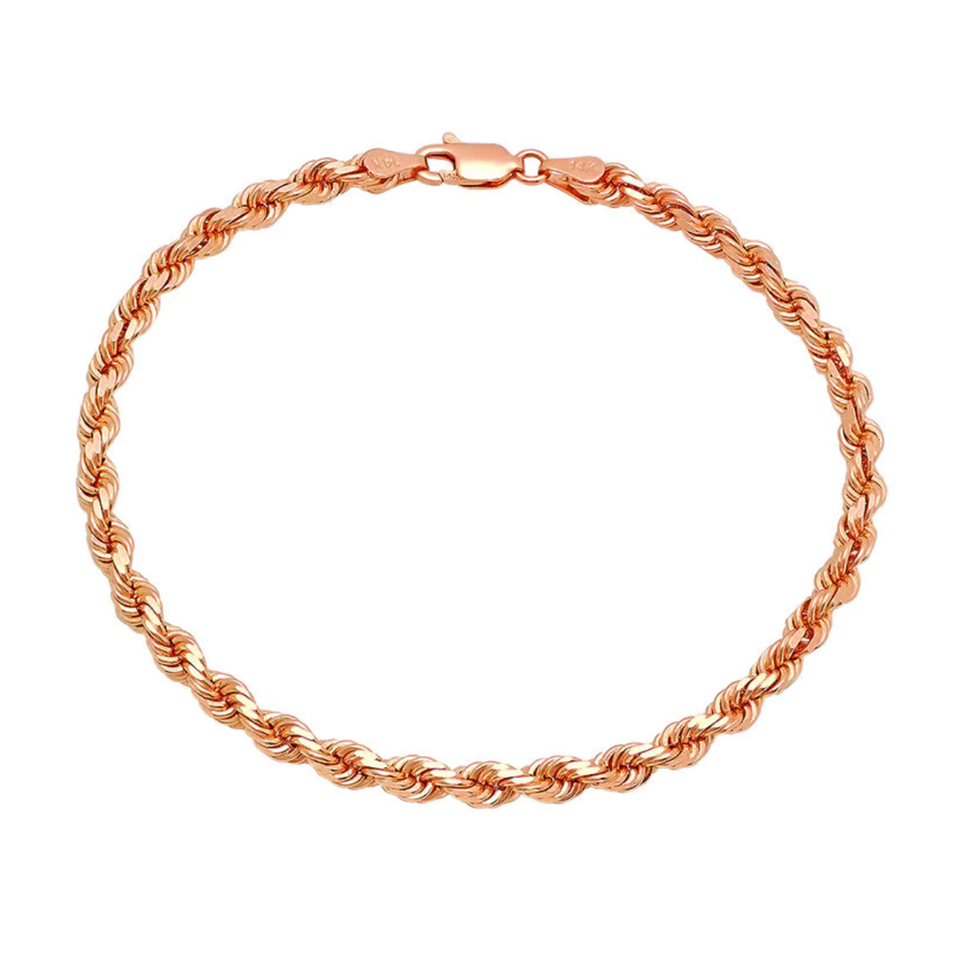 14K Rose Gold Rope Bracelet (4mm)