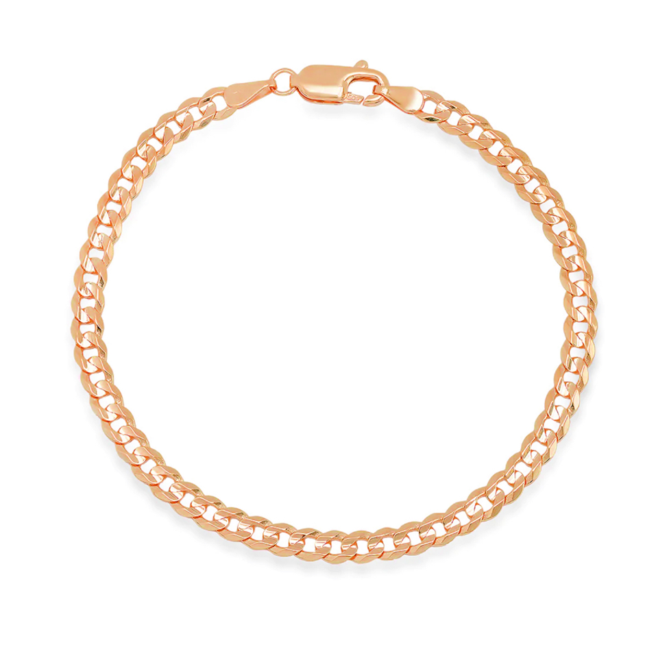 14k Rose Gold Flat Curb Link Bracelet (4mm)
