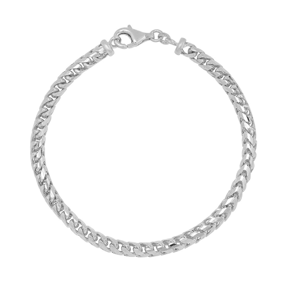 14k White Gold Franco (Diamond Cut) Link Bracelet (4mm)