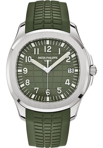 Patek Philippe  - Aquanaut Mens - 42.2 mm - White Gold - Khaki Green Embossed Dial