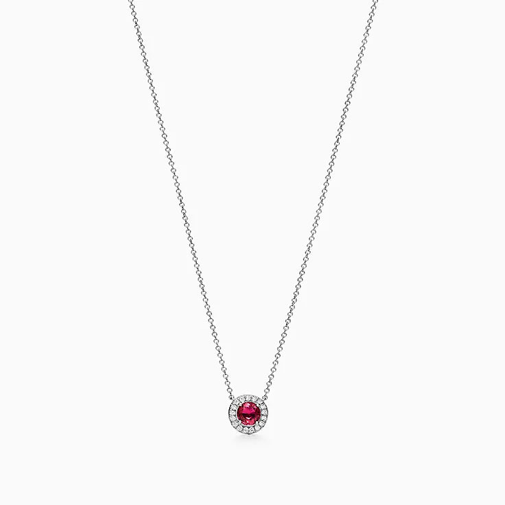 14K White Ruby Station Necklace .40ct