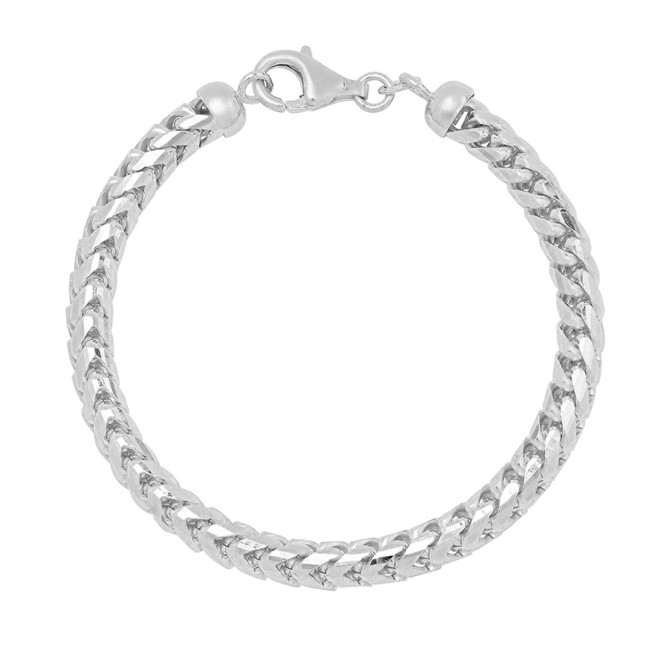14k White Gold Franco (Diamond Cut) Link Bracelet (5mm)