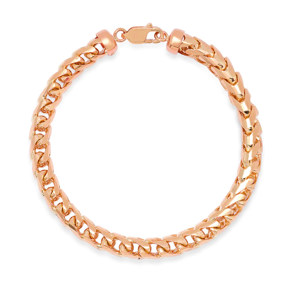 14k Rose Gold Franco (Diamond Cut) Link Bracelet (6.5mm)