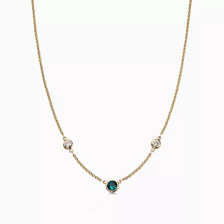 Emerald & Diamond Station Necklace