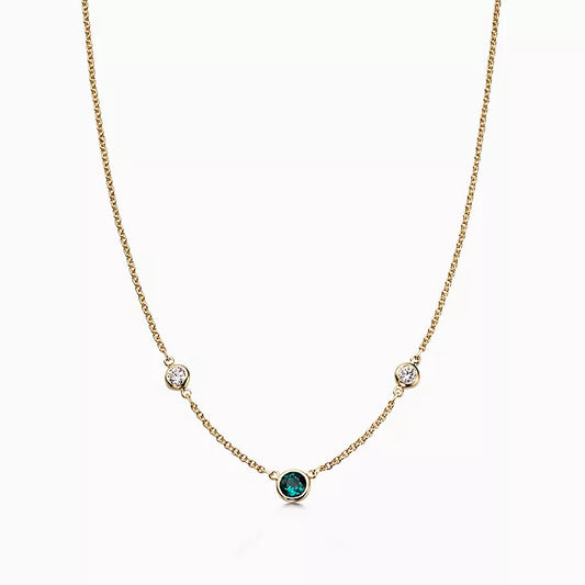 Emerald & Diamond Station Necklace