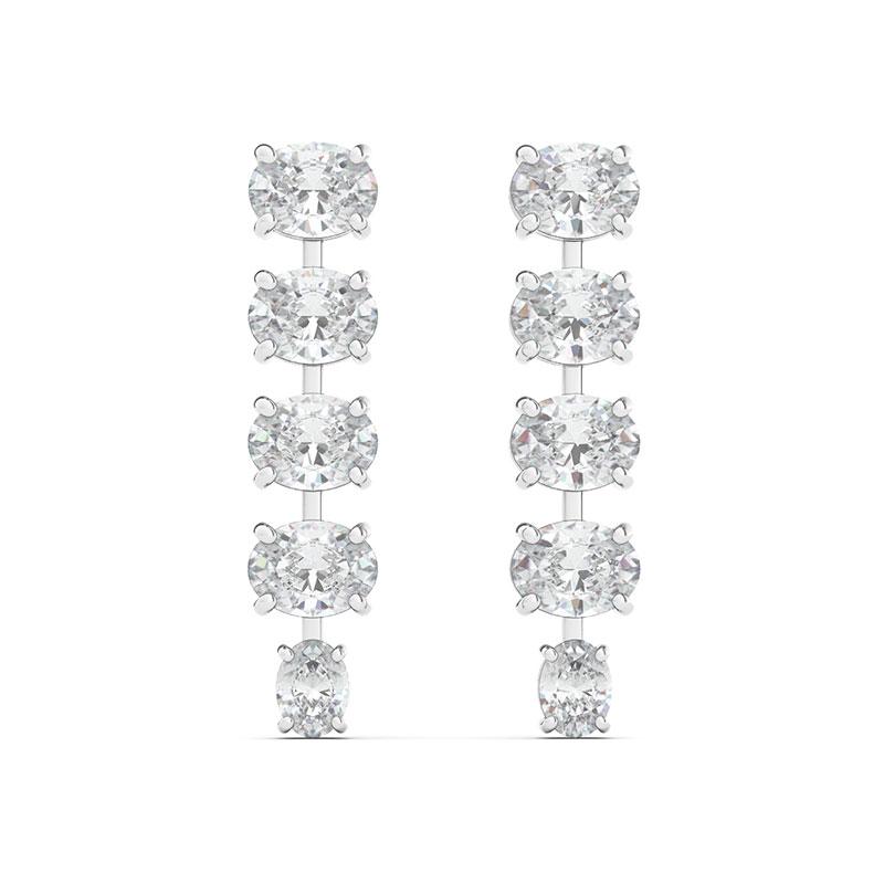 14K White Gold Oval 1.68ctw Diamond Ladder Earrings