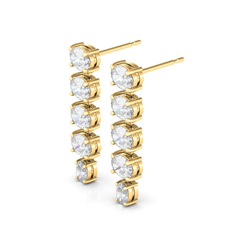 14K Yellow Gold Oval 1.68ctw Diamond Ladder Earrings