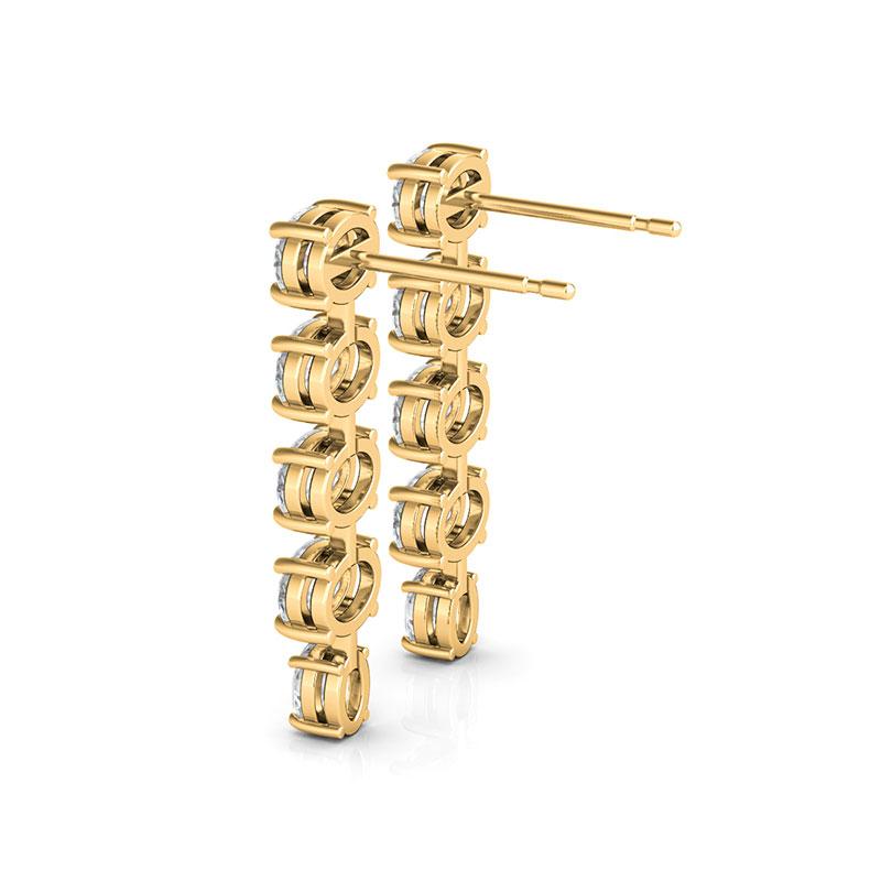 14K Yellow Gold Oval 1.68ctw Diamond Ladder Earrings