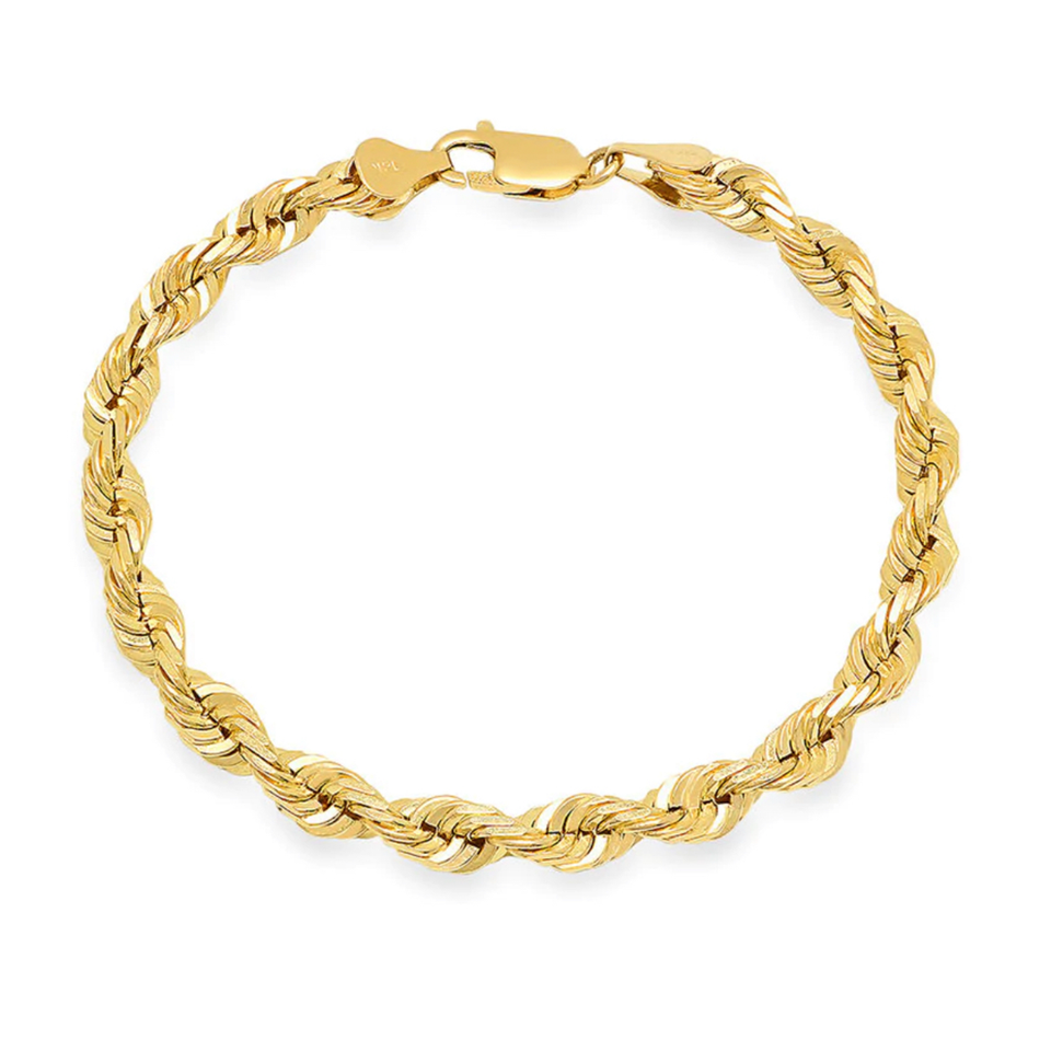 14K Yellow Gold Rope Bracelet (6mm)