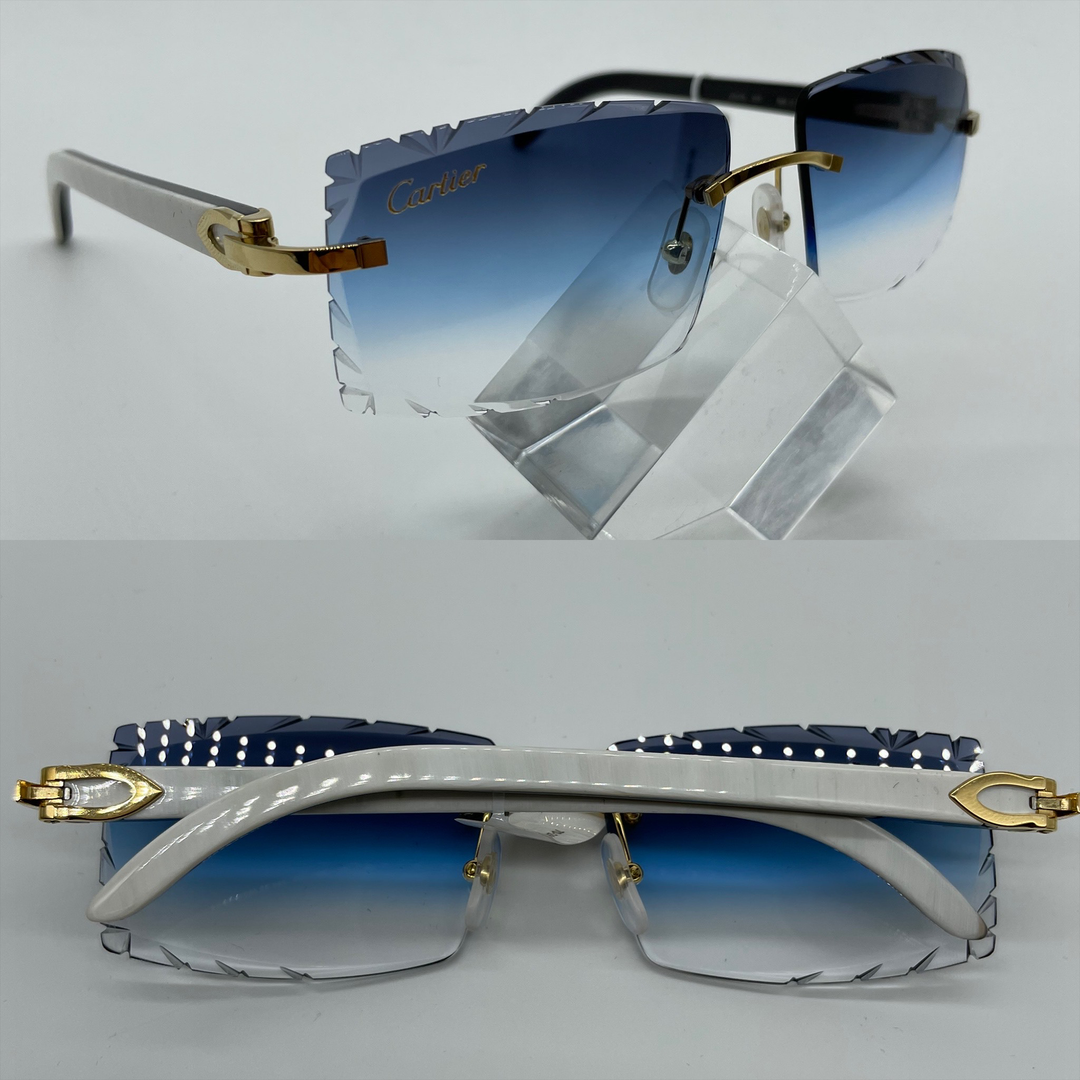 Navy Sharp Square Shaped Cartier Glasses