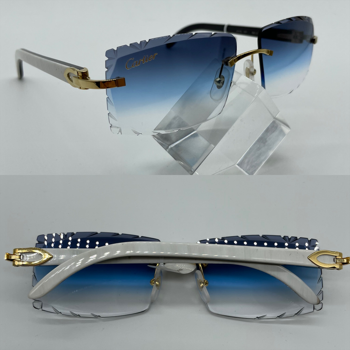 Navy Sharp Square Shaped Cartier Glasses