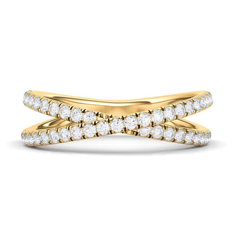 14K Yellow Gold Criss Cross Pave 0.50ctw Diamond Band