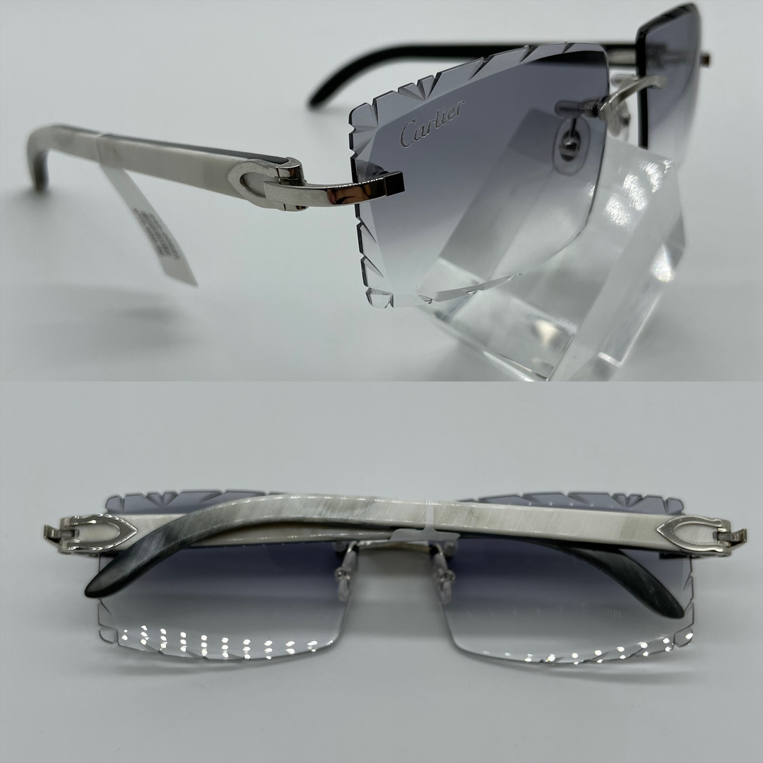 Grey Sharp Square Shaped Cartier Glasses