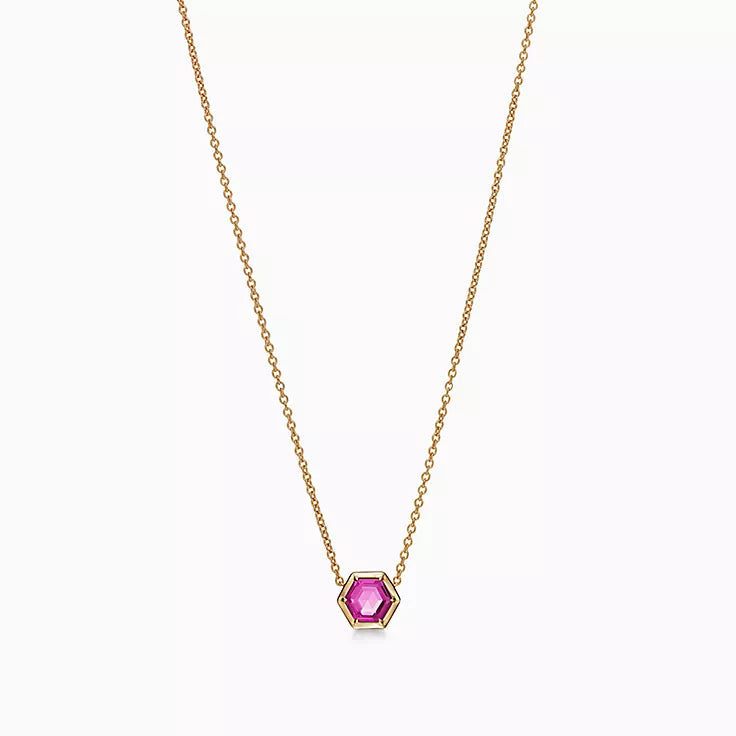 14K Yellow Rubylite Station Necklace 0.30ct