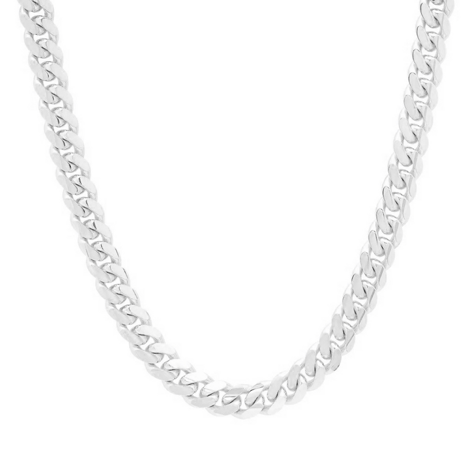 14K White Gold Solid Miami Cuban Link Chain (8mm)