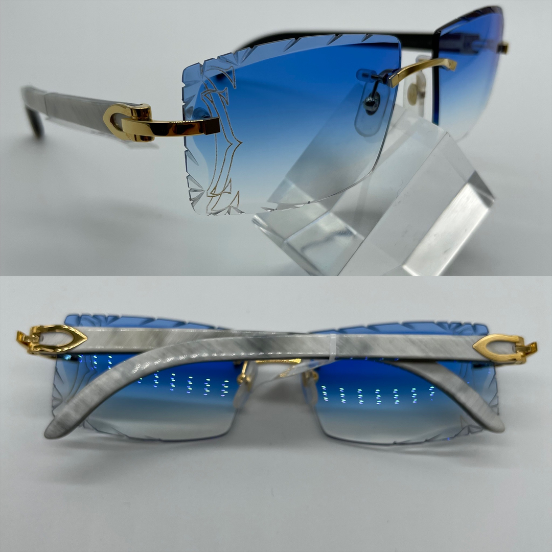 Light Blue Sharp Square Shaped Cartier Glasses