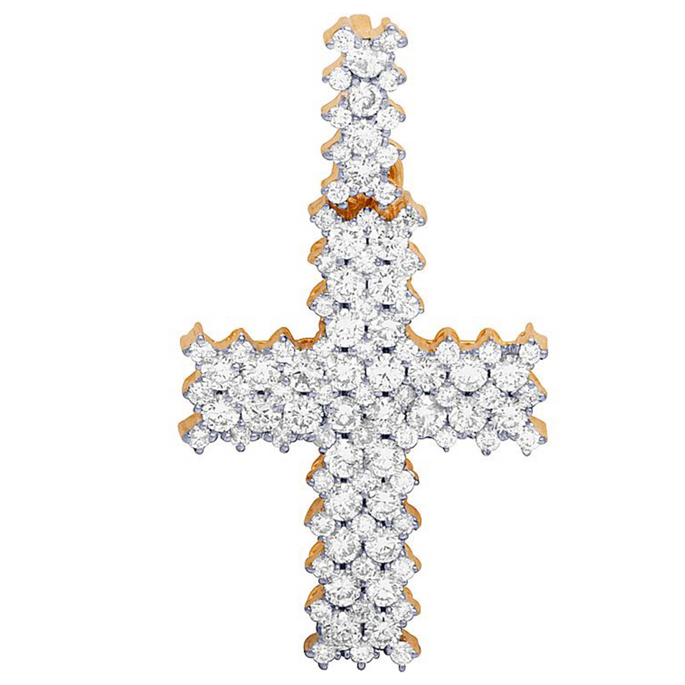 Rose Gold Diamond Martini Cross Pendant 2 CT 1.4"