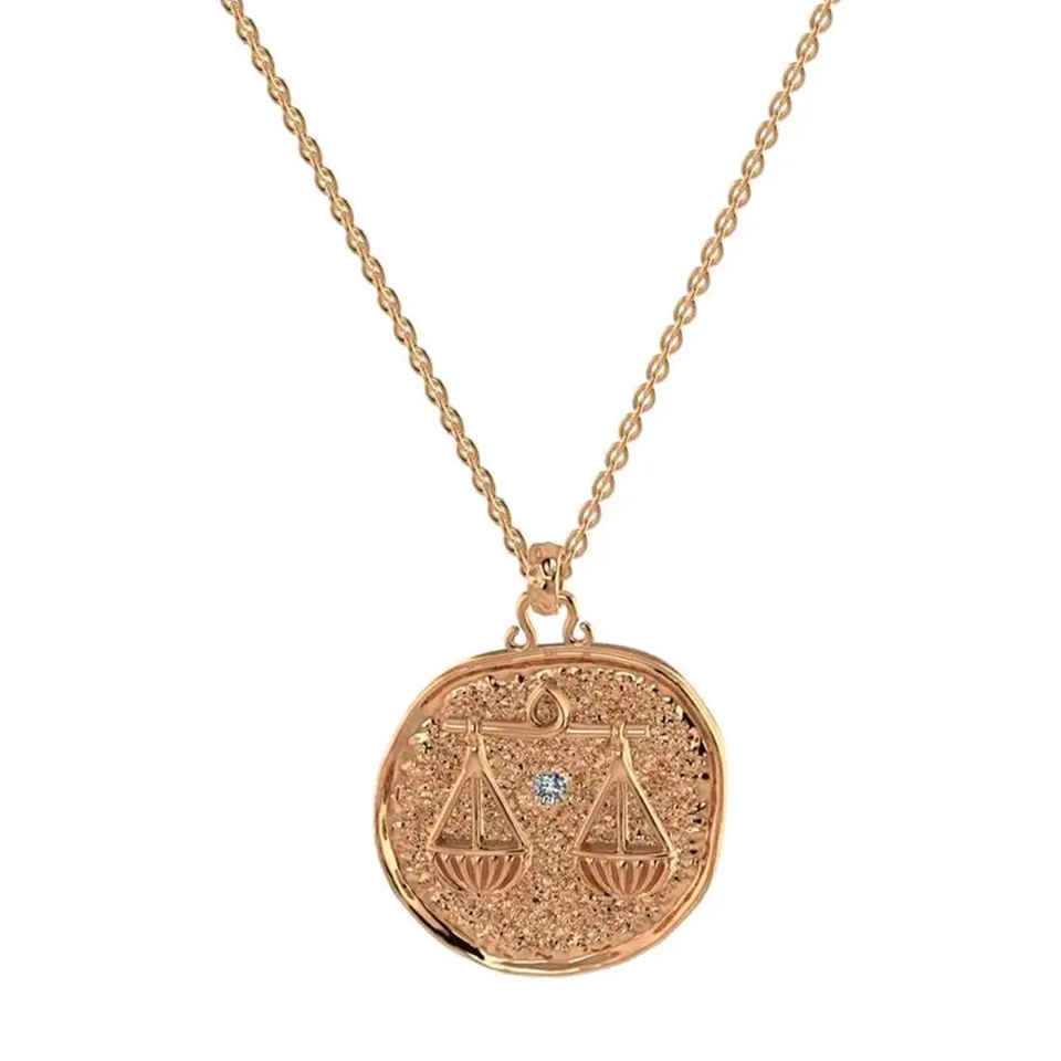 Toktam 14k Rose Gold Zodiac Sign Libra Diamond Necklace