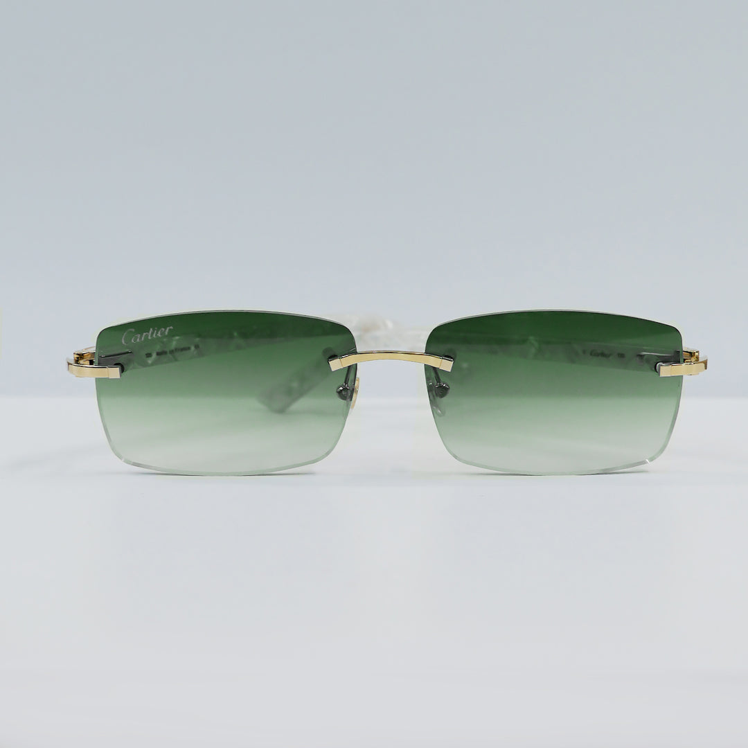 Cartier - CT0046S - Gold with White Temples and Forrest Green Lenses