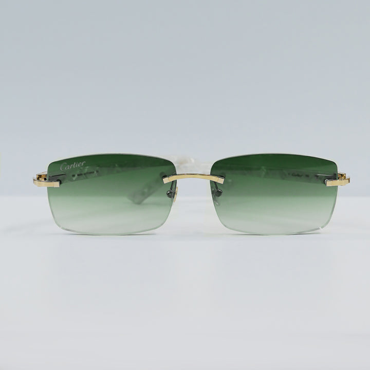 Cartier - CT0046S - Gold with White Temples and Forrest Green Lenses