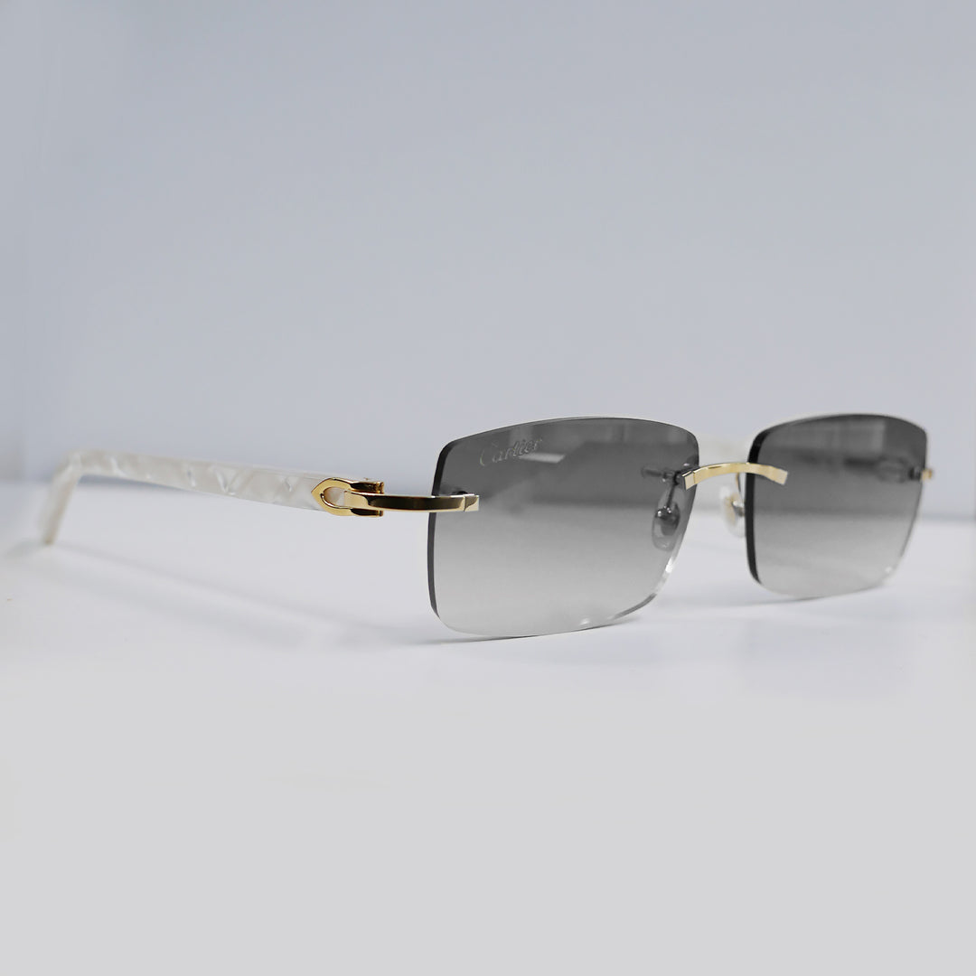 Cartier - CT0046S - Gold with White Temples and Grey Lenses