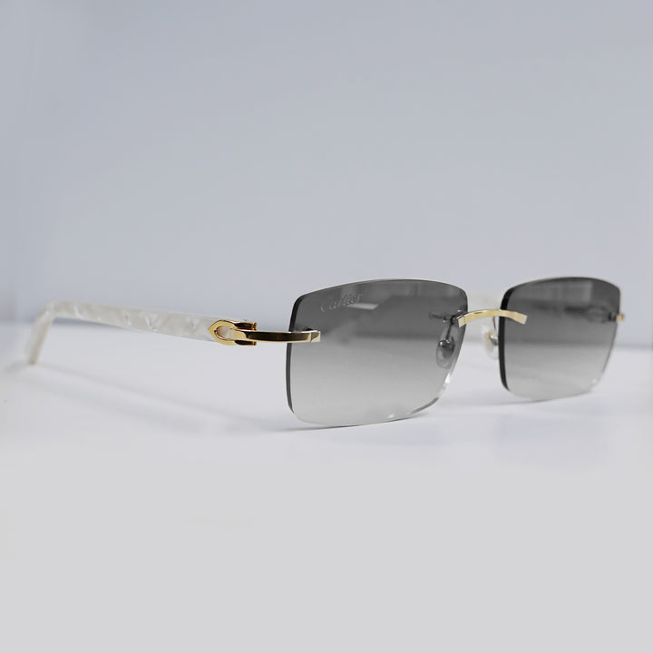 Cartier - CT0046S - Gold with White Temples and Grey Lenses