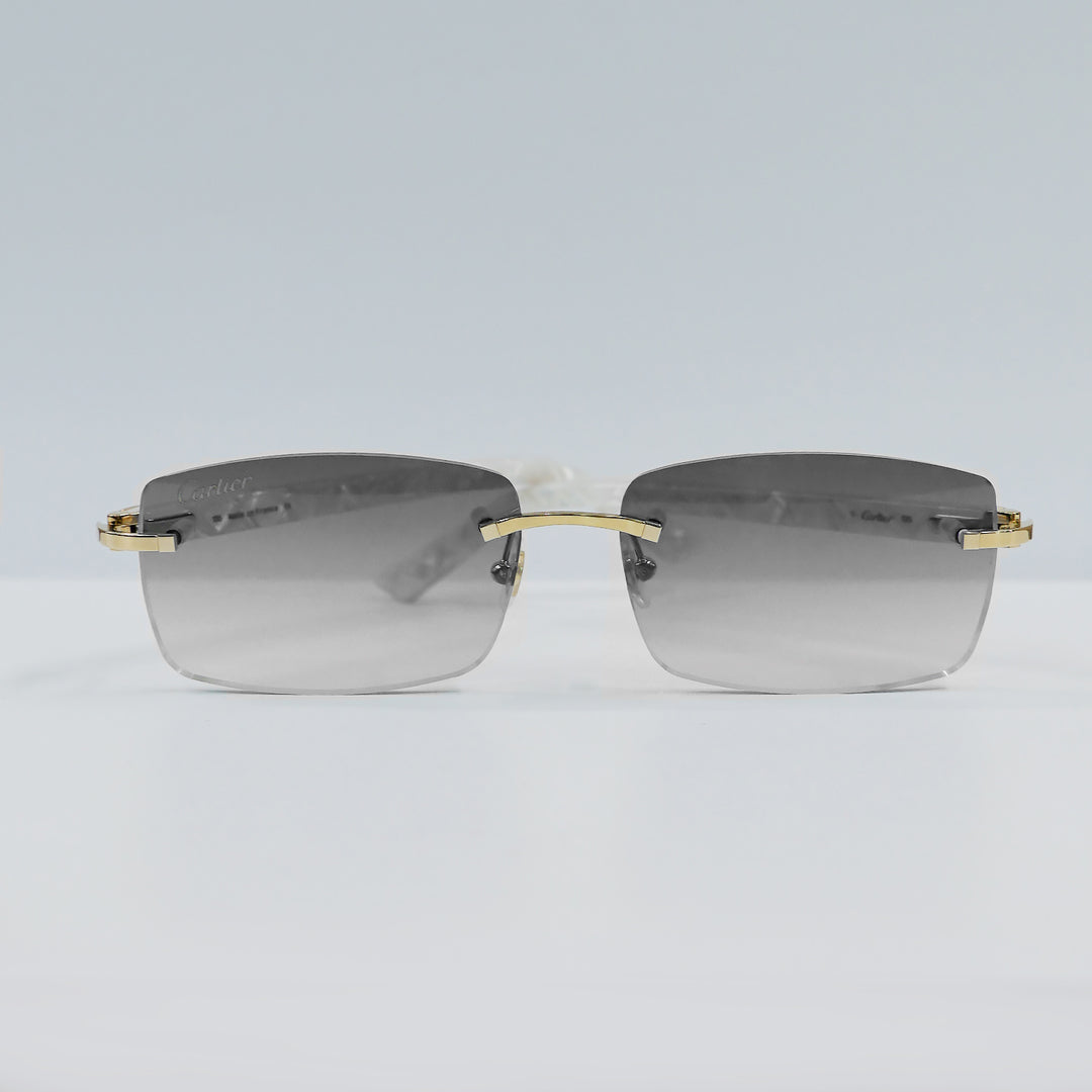 Cartier - CT0046S - Gold with White Temples and Grey Lenses