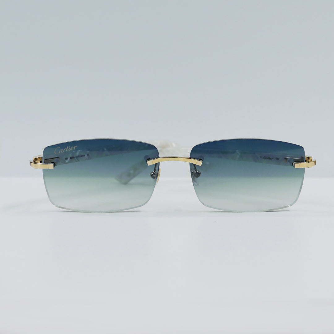Cartier - CT0046S - Gold with White Temples and Midnight Sky Lenses