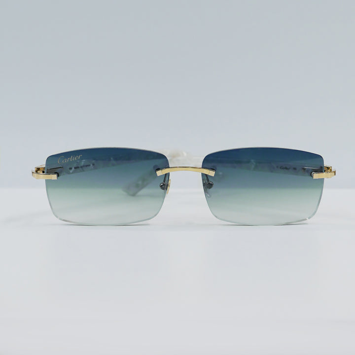 Cartier - CT0046S - Gold with White Temples and Midnight Sky Lenses