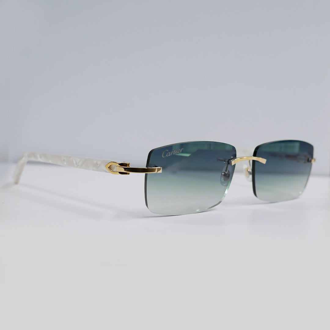 Cartier - CT0046S - Gold with White Temples and Midnight Sky Lenses