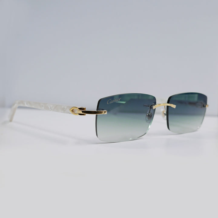 Cartier - CT0046S - Gold with White Temples and Midnight Sky Lenses