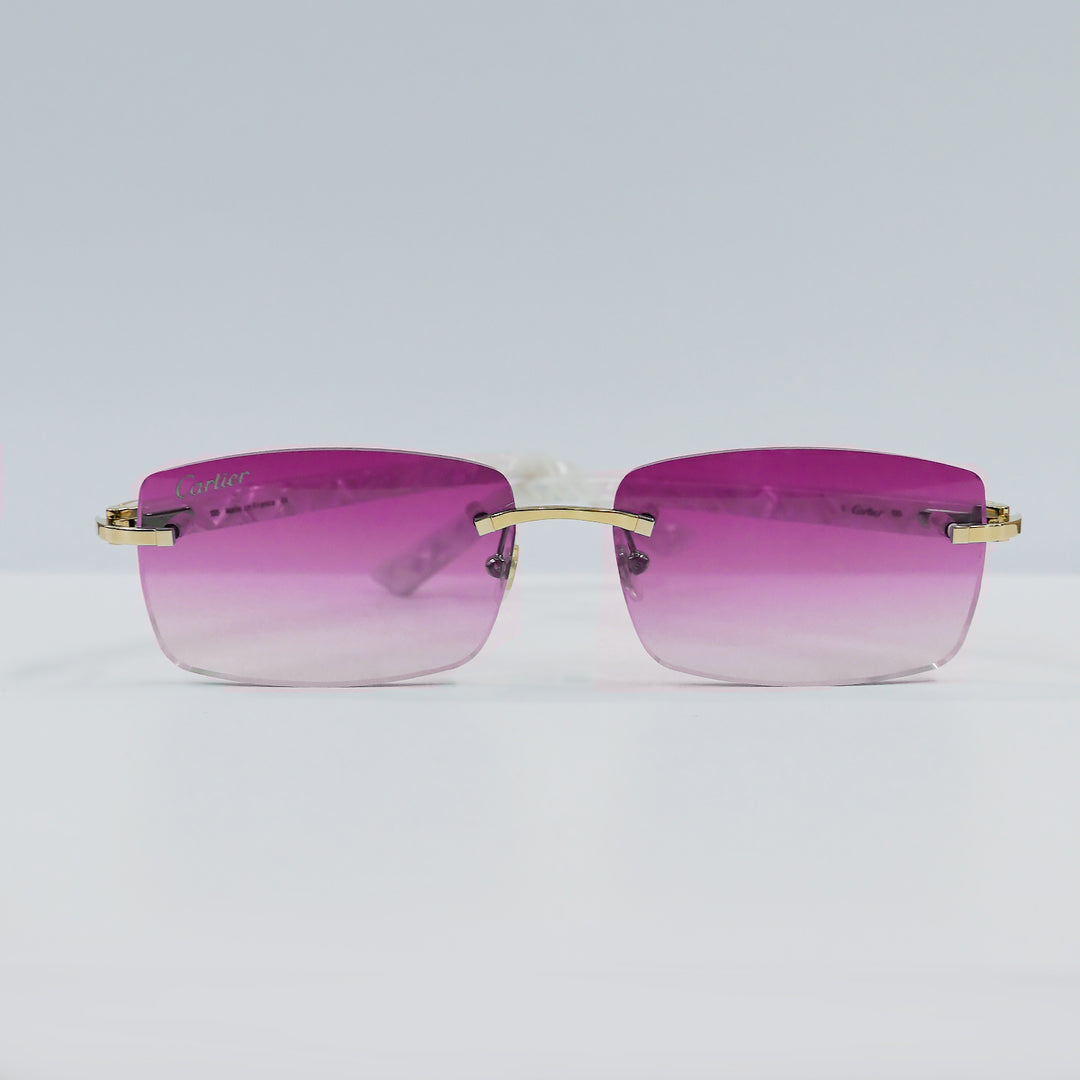 Cartier - CT0046S - Gold with White Temples and Pink Lenses