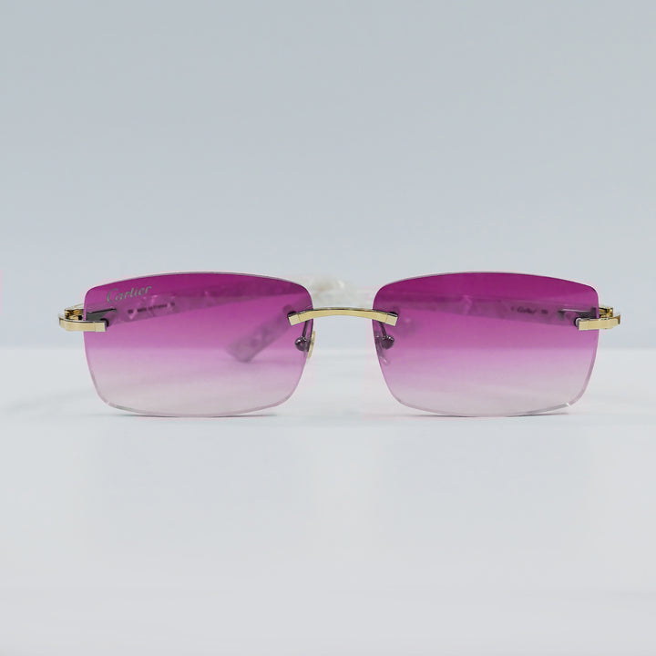 Cartier - CT0046S - Gold with White Temples and Pink Lenses