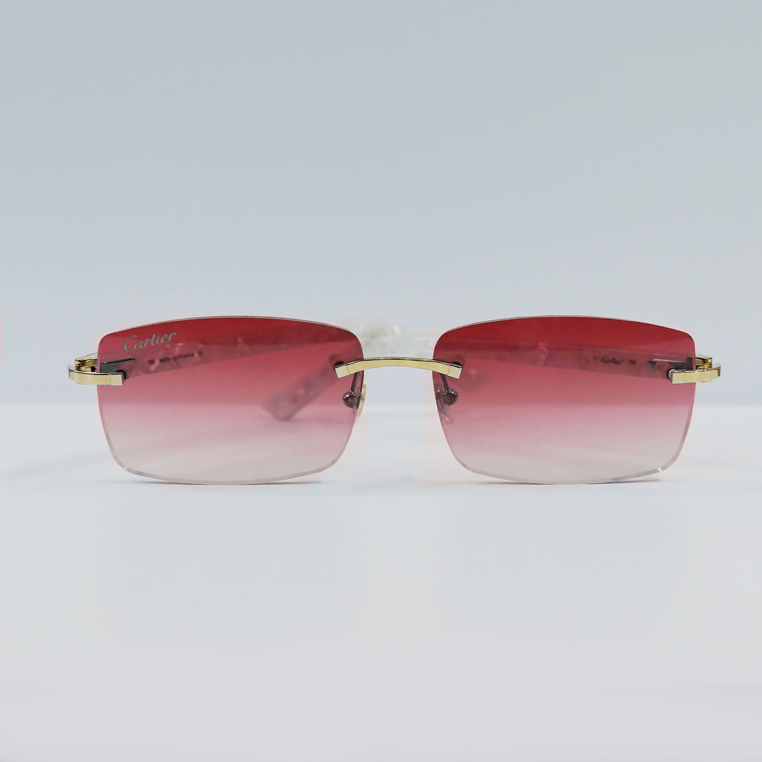 Cartier - CT0046S - Gold with White Temples and Red Lenses