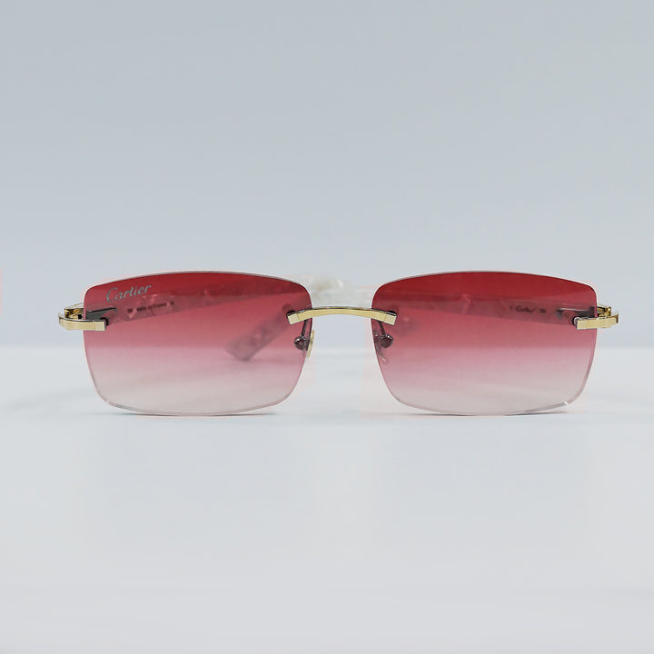 Cartier - CT0046S - Gold with White Temples and Red Lenses