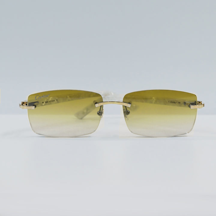 Cartier - CT0046S - Gold with White Temples and Yellow Lenses