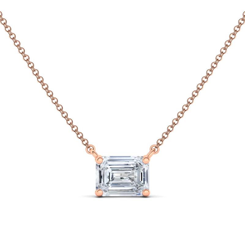14K Rose Gold 0.38ctw Diamond Emerald Necklace