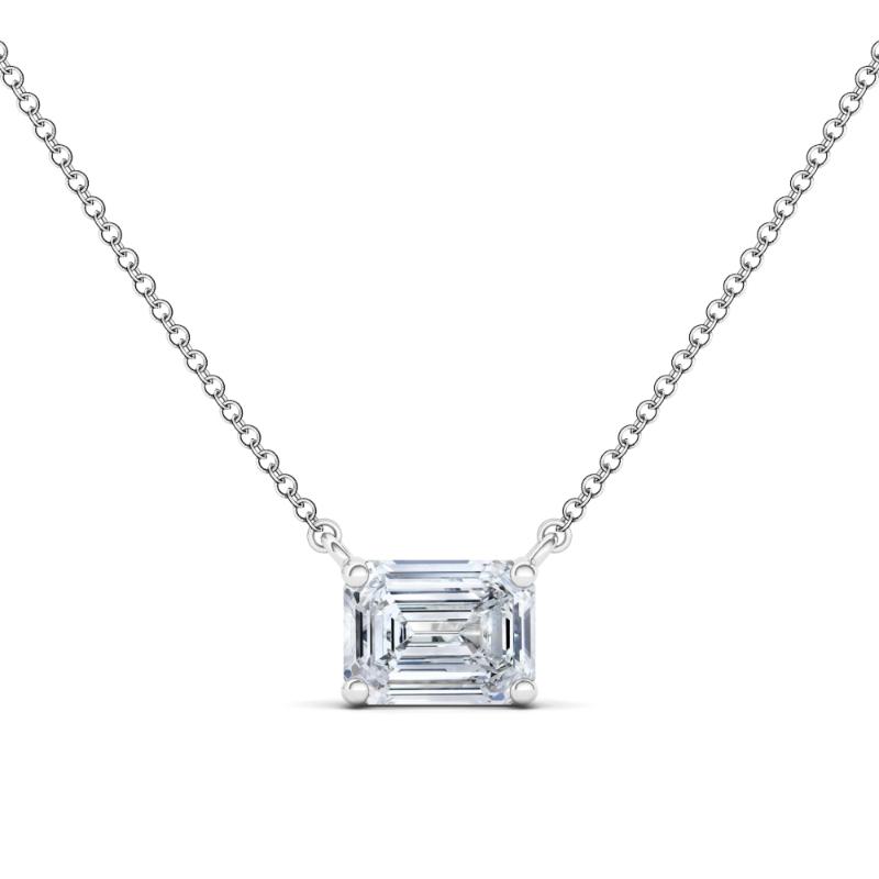 14K White Gold 0.38ctw Diamond Emerald Necklace