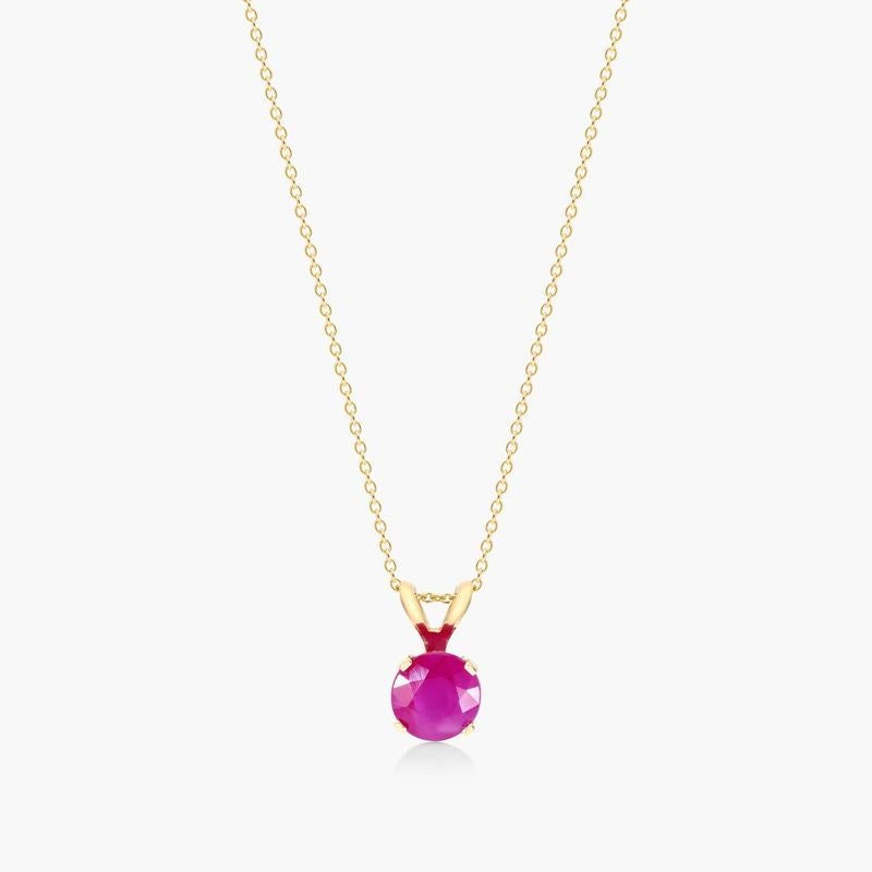 14K Yellow Gold Ruby Birthstone Necklace .45ct