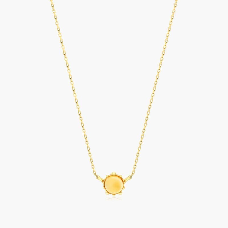 14K Yellow Gold Beaded Citrine Necklace .55ct