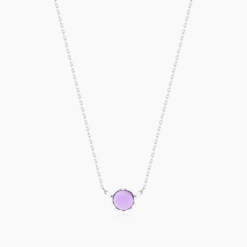 14K White Gold Beaded Amethyst Necklace .55ct